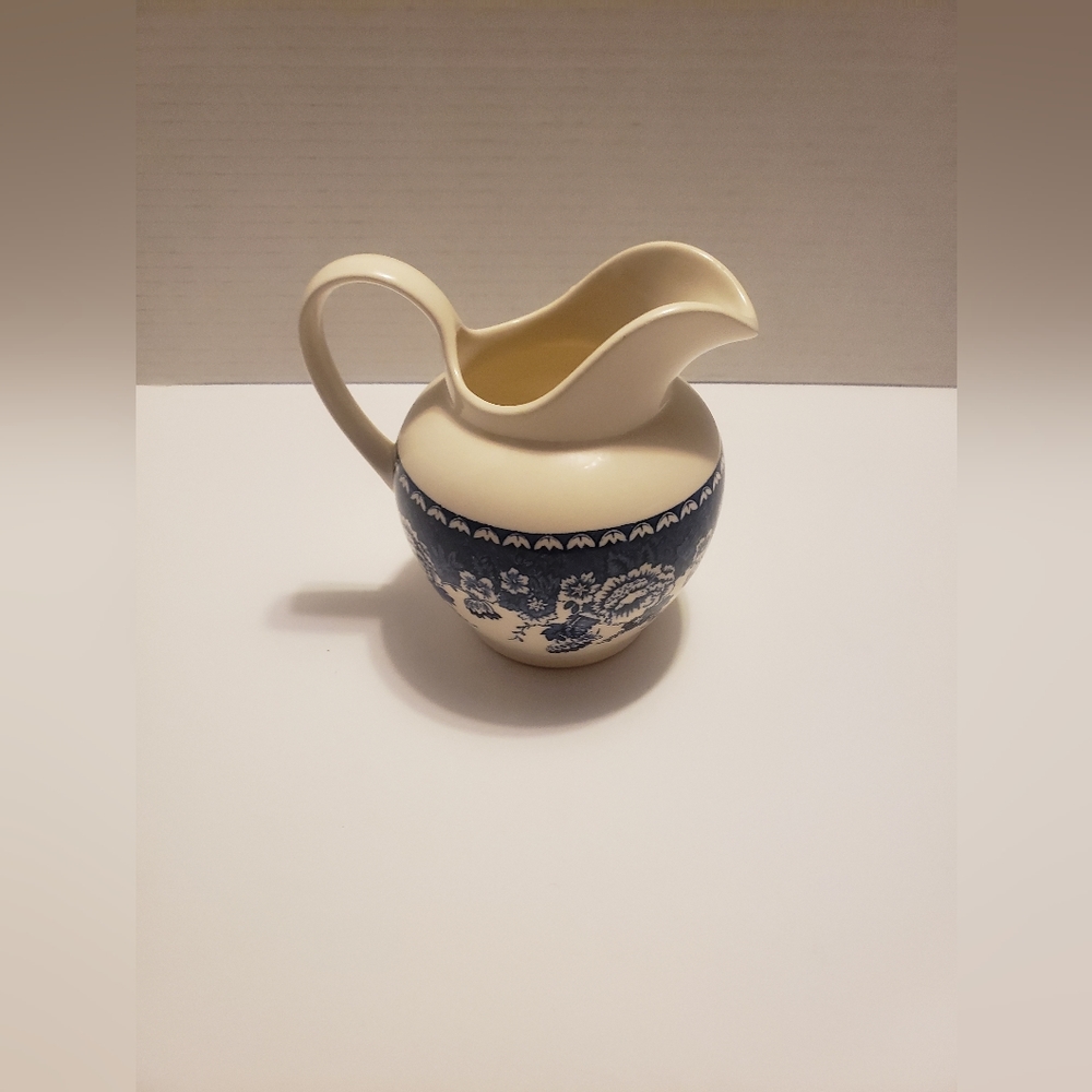Antique Mason's Ironstone Crabtree and Evelyn Blue and White Creamer Pitcher